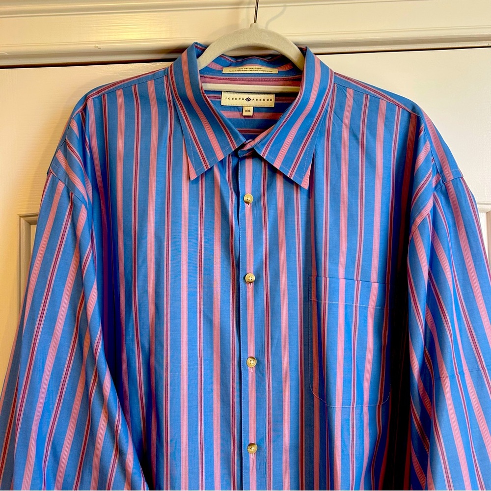 Joseph Abboud Men's Blue/Pink Stripe Dress Shirt XXL